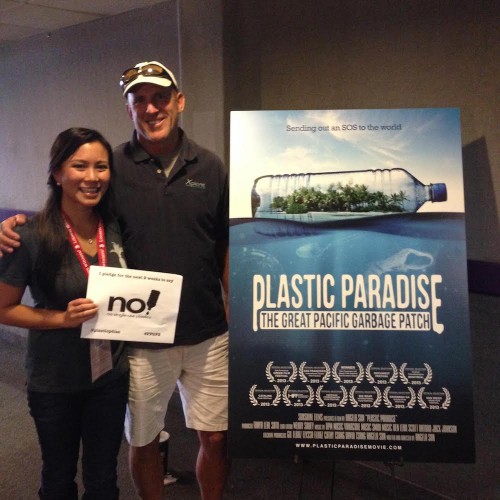 Producer Angela Sun and the Captain at the SD premier of Plastic Paradise